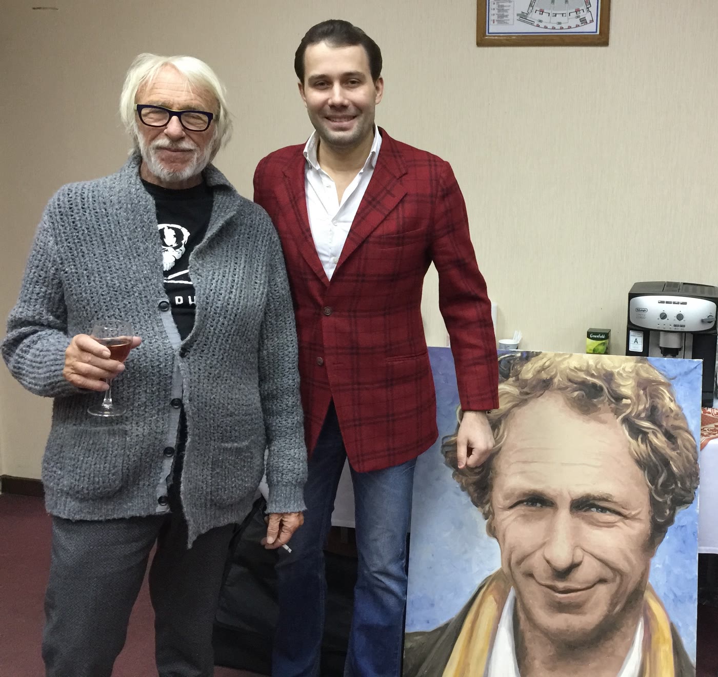 Даниил Федоров с Пьером Ришаром и его портретом