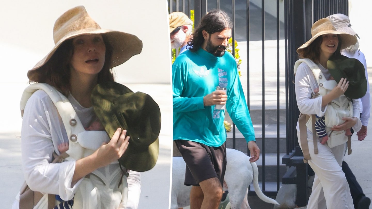 Elizabeth Olsen steps out with newborn after quietly welcoming first child with husband Robbie…
