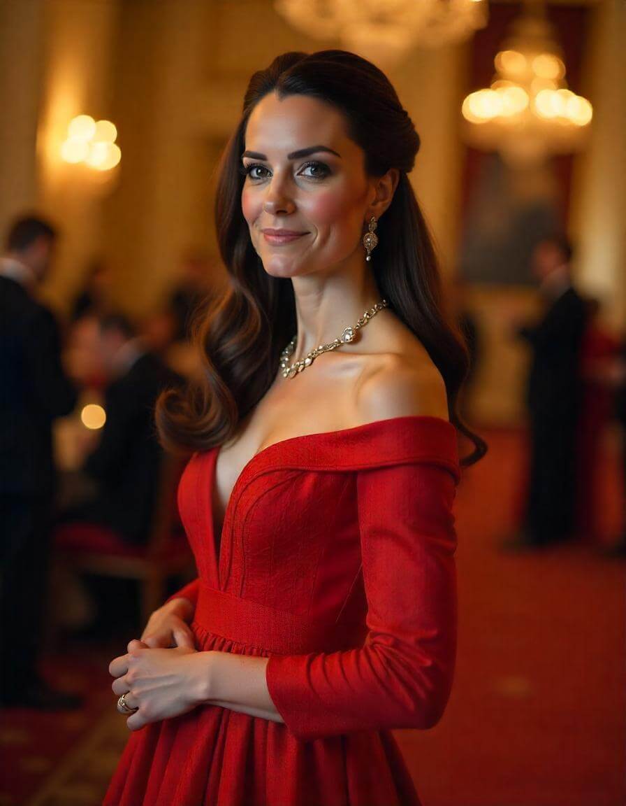 Kate Middleton Is Radiant in Red at State Banquet and Wearing a Tiara Again for the First Time Since 2023